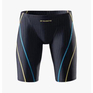 MY KILOMETRE Men's Swimsuit Jammer BLACK Stripe Swim Endurance Size 3XL Fit XXL?